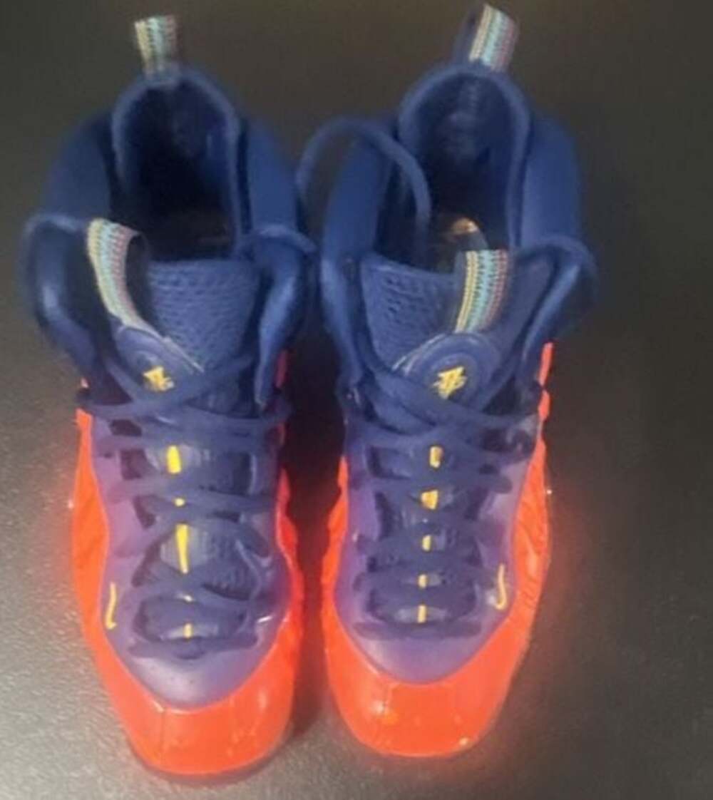 Nike Little Posite One GS Boys Shoes Blue Void Rugged Orange 644791-407 Size 5Y
